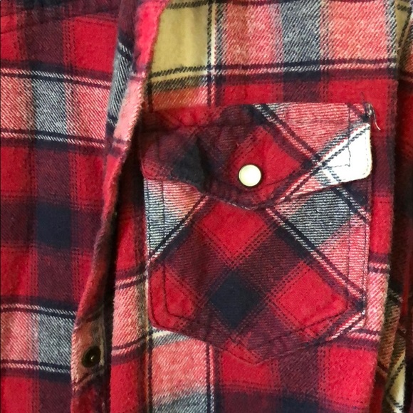 Red White Blue Western Flannel with Button Details - Picture 2 of 4